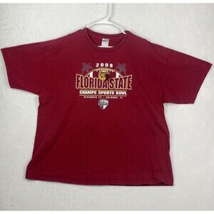 Gildan Florida State Champs Sports Bowl 2008 Shirt Mens XXL 2XL Red Crewneck